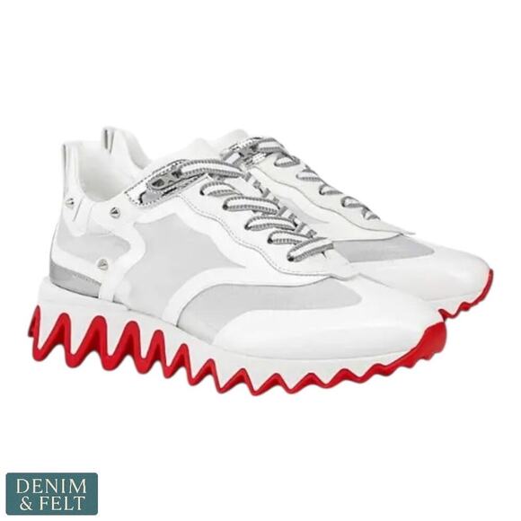 Christian Louboutin Sharkina Sneakers White Bianco Loubi Red Sole Shoes NEW/NIB! - Picture 1 of 8